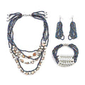 Multi Color Seed Beaded Multi Layer Bracelet (7.50In) and Necklace 20 Inches and Earrings in Sterling Silver - Sticky add to cart bar