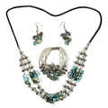 Turquoise Color Seed Beaded Multi Layer Bracelet (7.50In) and Necklace 20 Inches - Sticky add to cart bar
