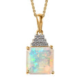 TLV Premium Ethiopian Welo Opal, Multi Gemstone Pendant Necklace (20 Inches) in Vermeil YG Over Sterling Silver 3.35 ctw - Sticky add to cart bar