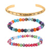 Multi Color Agate, Glass, Goldtone