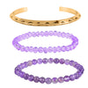 Amethyst, Purple Glass, Goldtone