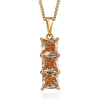Simulated Champagne Diamond Pendant in 14K YG Over Sterling Silver with ION Plated YG Stainless Steel Necklace (20 Inches) 3.90 ctw