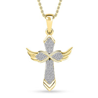 Moissanite Angel Wing Pendant Necklace (20 Inches) in Vermeil YG Over Sterling Silver 0.33 ctw