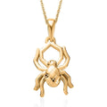 Vermeil Yellow Gold Over Sterling Silver Halloween Spider Pendant with ION Plated YG Stainless Steel Necklace 20 Inches - Sticky add to cart bar
