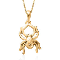 Vermeil Yellow Gold Over Sterling Silver Halloween Spider Pendant with ION Plated YG Stainless Steel Necklace 20 Inches