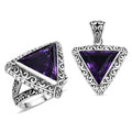 Bali Legacy African Amethyst Ring and Pendant in Sterling Silver 16.20 ctw (Del. in 7-10 Days) - Sticky add to cart bar
