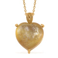 Golden Lepidolite Heart Pendant Necklace (18 Inches) in Vermeil YG Over Sterling Silver - Sticky add to cart bar