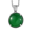 Karis Green Jade Solitaire Pendant in Platinum Bond with Stainless Steel Necklace (20 Inches) 15.10 ctw - Sticky add to cart bar