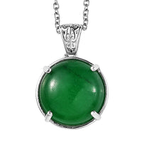 Karis Green Jade Solitaire Pendant in Platinum Bond with Stainless Steel Necklace (20 Inches) 15.10 ctw