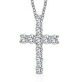 Moissanite Cross Pendant Necklace 20 Inches in Platinum Over Sterling Silver 1.65 ctw - Sticky add to cart bar