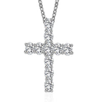 Moissanite Cross Pendant Necklace 20 Inches in Platinum Over Sterling Silver 1.65 ctw