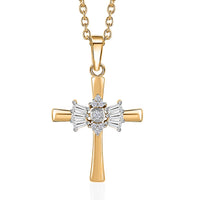 Moissanite Cross Pendant Necklace 20 Inches in Vermeil Yellow Gold Over Sterling Silver 0.25 ctw