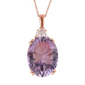 Doorbuster Concave Cut Rose De France Amethyst and White Topaz Pendant Necklace 20 Inches in Vermeil Rose Gold Over Sterling Silver 19.00 ctw - Sticky add to cart bar