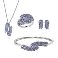 Doorbuster Karis Tanzanite Bangle Bracelet (7.25In), Earrings, Ring (Size 7.0), Pendant in Platinum Bond with Stainless Steel Necklace (20 Inches) 12.60 ctw - Sticky add to cart bar