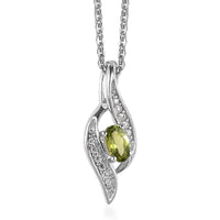 Premium Natural Calabar Green Tourmaline and Moissanite Pendant Necklace 20 Inches in Platinum Over Sterling Silver 0.30 ctw
