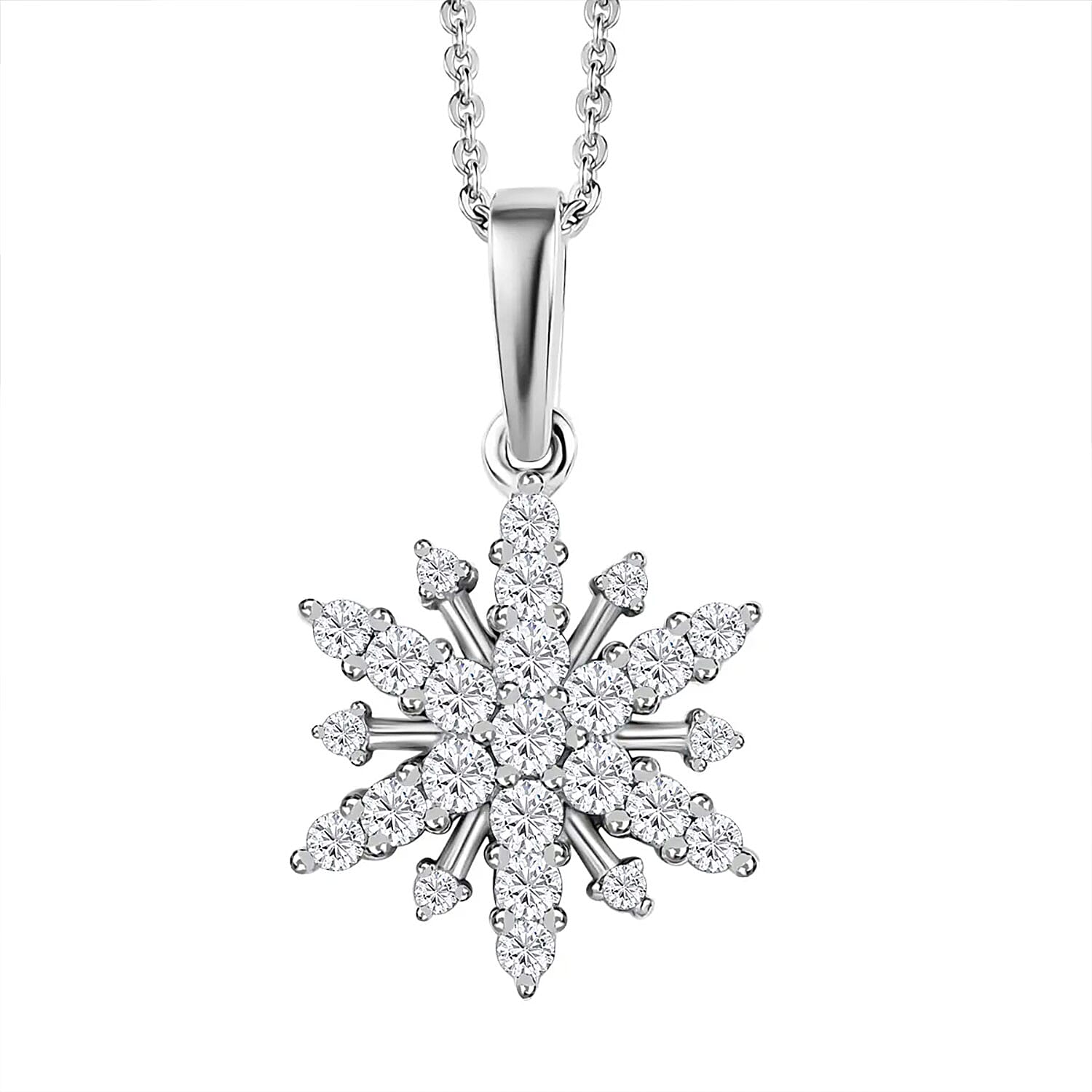 Moissanite Pendant Necklace 20 Inches in Platinum Over Sterling Silver 0.60 ctw