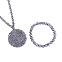 Terahertz Beaded Stretch Bracelet and Phoenix Pendant with Beaded Necklace 21 Inches in Sterling Silver 425.00 ctw