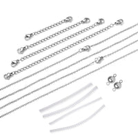 Set of 2pc 8mm Magnetic Lock, 4pcs Extender Chain with Lobster Lock (2,3,4,5 In), 4pcs Ring Adjusting Spring Wire and 2pc Chain (20 Inches) in Stainless Steel