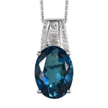 London Blue Topaz and White Topaz Pendant Necklace 20 Inches in Platinum Over Sterling Silver 7.40 ctw - Sticky add to cart bar