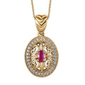 Premium Montepuez Ruby and White Zircon Pendant Necklace 20 Inches in Vermeil Yellow Gold Over Sterling Silver 0.60 ctw - Sticky add to cart bar