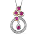 Premium Montepuez Ruby and White Zircon Pendant Necklace 20 Inches in Vermeil YG and Platinum Over Sterling Silver 1.10 ctw - Sticky add to cart bar