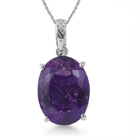 AAA Lusaka Amethyst Solitaire Pendant Necklace 18 Inches in Platinum Over Sterling Silver 50.50 ctw