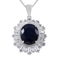 Masoala Sapphire (DF) and White Zircon Pendant Necklace 18 Inches in Platinum Over Sterling Silver 9.60 ctw - Sticky add to cart bar
