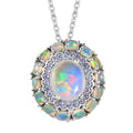 TLV Premium Ethiopian Welo Opal, Tanzanite Cocktail Pendant Necklace (20 Inches) in Platinum Over Sterling Silver 5.20 Carat Total Weight - Sticky add to cart bar