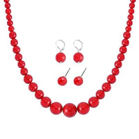Shell Pearl Set Earrings and Necklace (20 Inches) in Stainless Steel