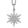 Moissanite Snowflake Pendant Necklace 20 Inches in Platinum Over Sterling Silver 1.15 ctw - Sticky add to cart bar