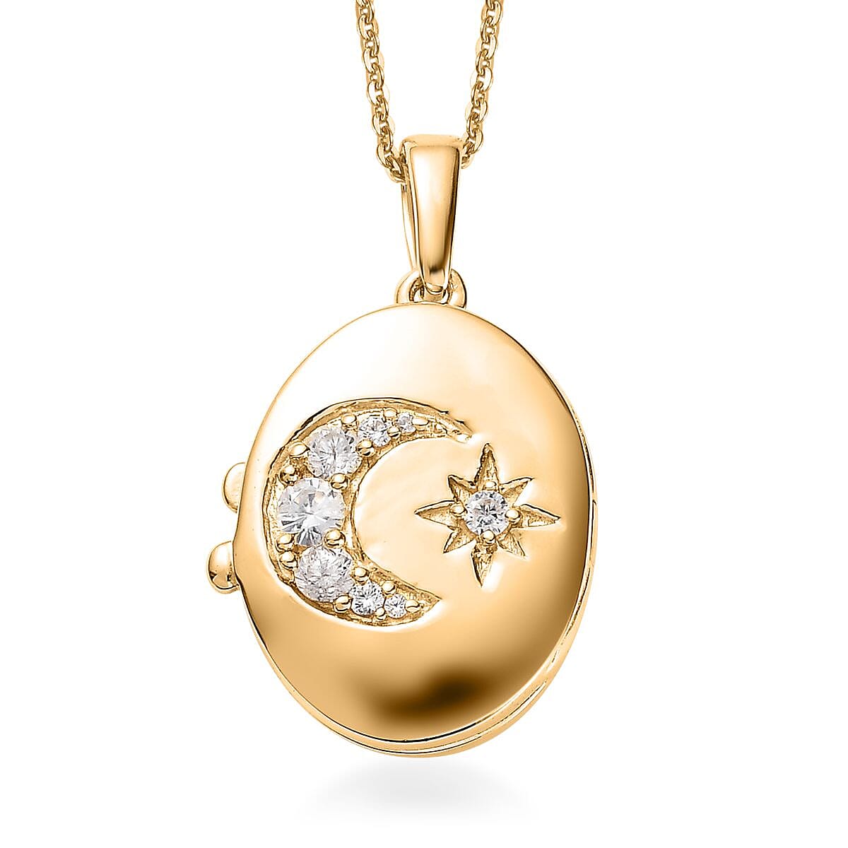 White Zircon Pendant Necklace 20 Inches in Vermeil Yellow Gold Over Sterling Silver 0.65 ctw