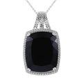 Thai Black Spinel and White Zircon Pendant Necklace 18 Inches in Platinum Over Sterling Silver 57.50 ctw - Sticky add to cart bar