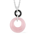 Galilea Rose Quartz and Multi Gemstone Pendant Necklace (18-20 Inches) in Rhodium Over Silvertone and Stainless Steel 26.25 ctw - Sticky add to cart bar