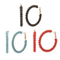 Set of 3 Black, Blue and Red Seed Beaded Hoop Earrings in Rosetone - Sticky add to cart bar