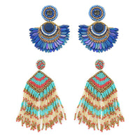 Set of 2 Seed Beaded Dangle Earrings