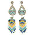 Set of 2 Multi Color Seed Beaded Dangle Earrings - Sticky add to cart bar
