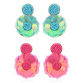 Set of 2 Seed Beaded Floral Earrings in Goldtone - Sticky add to cart bar