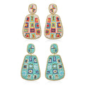 Set of 2 Multi Color Seed Beaded Earrings in Goldtone - Sticky add to cart bar