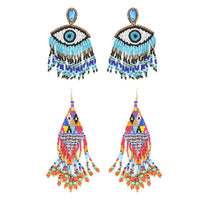 Set of 2 Seed Beaded Earrings in Goldtone