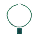 Verde Onyx Pendant with Beaded Necklace 18 Inches in Platinum Over Sterling Silver 8.25 Grams 150.00 ctw - Sticky add to cart bar