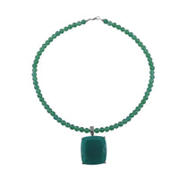 Verde Onyx Pendant with Beaded Necklace 18 Inches in Platinum Over Sterling Silver 8.25 Grams 150.00 ctw