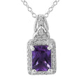 Uruguayan Amethyst and White Zircon Pendant Necklace 18 Inches in Platinum Over Sterling Silver 1.85 ctw - Sticky add to cart bar