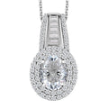 Moissanite Double Halo Pendant Necklace 20 Inches in Platinum Over Sterling Silver 3.10 ctw - Sticky add to cart bar