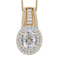 Moissanite Double Halo Pendant Necklace 20 Inches in Vermeil Yellow Gold Over Sterling Silver 3.10 ctw - Sticky add to cart bar