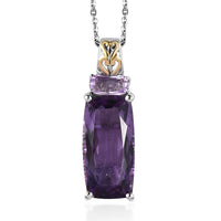 Rose De France Amethyst Pendant Necklace 20 Inches in Vermeil YG and Platinum Over Sterling Silver 6.40 ctw