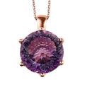 Doorbuster Millennium Cut African Amethyst and White Zircon Pendant Necklace 20 Inches in Vermeil Rose Gold Over Sterling Silver 10.25 ctw - Sticky add to cart bar