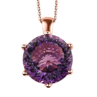 Doorbuster Millennium Cut African Amethyst and White Zircon Pendant Necklace 20 Inches in Vermeil Rose Gold Over Sterling Silver 10.25 ctw
