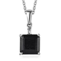 Black Tourmaline and White Topaz Pendant Necklace 20 Inches in Platinum Over Sterling Silver 4.75 ctw - Sticky add to cart bar
