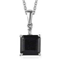 Black Tourmaline and White Topaz Pendant Necklace 20 Inches in Platinum Over Sterling Silver 4.75 ctw