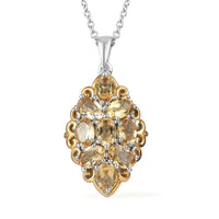 Karis Brazilian Citrine Pendant in 18K YG Plated and Platinum Bond with Stainless Steel Necklace 20 Inches 3.75 ctw